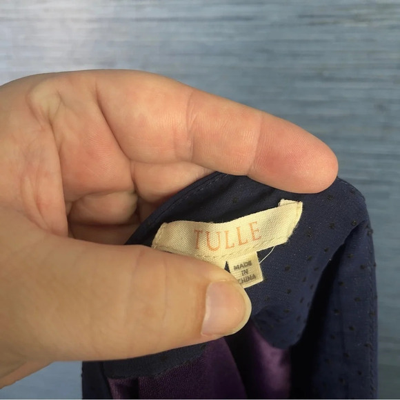 TULLE Blue Polka‎ Dot Skirt Sash Knee Length Sz Large Tie - Picture 6 of 9